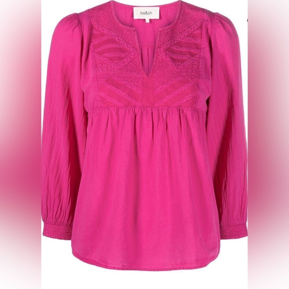 Ba&sh embroidered split neck blouse NWT Size M